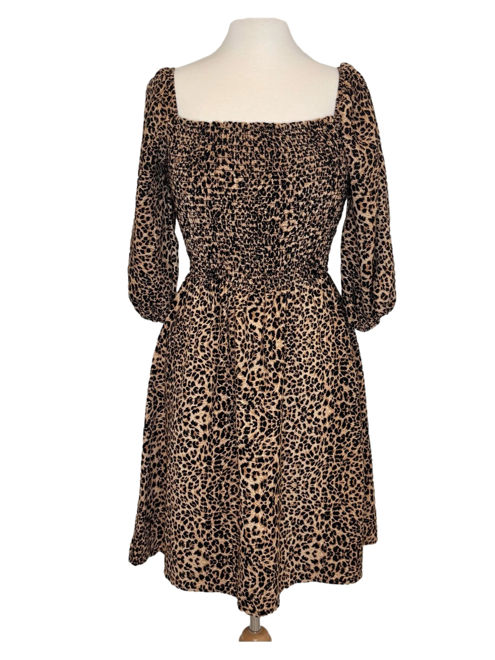 Everly leopard print smocked dress